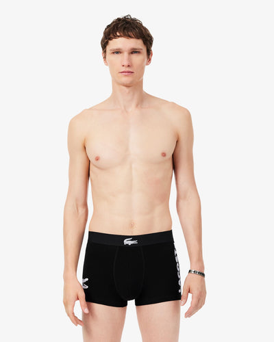 กางเกงในผู้ชาย STRETCH COTTON TRUNKS (Noir / Blanc • 258)