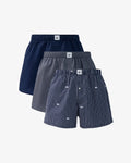 กางเกงในผู้ชาย 3-PACK COTTON POPLIN BOXERS (Bleu Marine / Blanc / Gris / Bleu Marine • UGL)