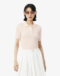 เสื้อถักไหมพรมผู้หญิง STRIPED CABLE KNIT POLO COLLAR SWEATER (Rose • N6I)