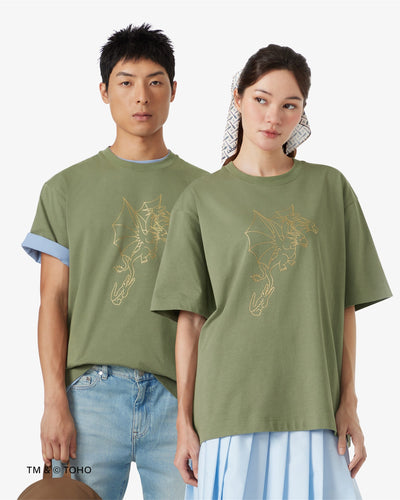 เสื้อยืดผู้ชาย T-SHIRT KING GHIDORAH LACOSTE & GODZILLA (Khaki Green • BMY)