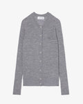 เสื้อถักไหมพรมผู้หญิง RIB KNIT MERINO WOOL CARDIGAN (Grey Chine • CCA)