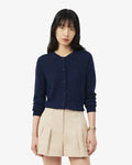 WOMEN'S 3D RIB KNIT COTTON CARDIGAN (Navy Blue • 166)
