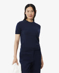 WOMEN'S SHORT SLEEVED 3D KNIT SWEATER (Navy Blue • 166)
