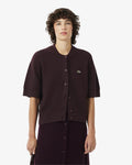 WOMEN'S COTTON AND WOOL BLEND MOSS STITCH CARDIGAN (Brown • 3KE)