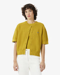 เสื้อถักไหมพรมผู้หญิง COTTON AND WOOL BLEND MOSS STITCH CARDIGAN (Jaune • 5AI)