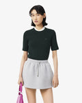 เสื้อถักไหมพรมผู้หญิง SHORT SLEEVED RIBBED COTTON SWEATER (Green • YZP)