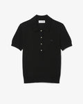 เสื้อถักไหมพรมผู้หญิง REGULAR FIT CASHMERE BLEND DIAMANTÉ POLO SHIRT (Noir • 031)