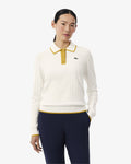 WOMEN'S POLO COLLAR STRETCH GOLF SWEATER (Blanc / Jaune • ZDN)