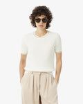 WOMEN'S SHORT SLEEVED CABLE KNIT SWEATER (White • 70V)