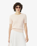 เสื้อถักไหมพรมผู้หญิง SHORT SLEEVED CABLE KNIT SWEATER (Rose • N6I)
