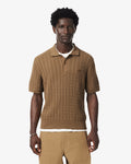 เสื้อถักไหมพรมผู้ชาย CLASSIC FIT CABLE KNIT COTTON POLO SHIRT (Marron / Vert • UQW)