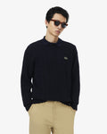 เสื้อถักไหมพรมผู้ชาย CABLE KNIT WOOL CREW NECK SWEATER (Navy Blue • 166)