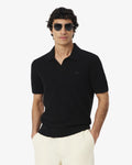 MEN'S COTTON BLEND OPEN POLO COLLAR SWEATER (Noir • 031)