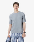 เสื้อถักไหมพรมผู้ชาย FLUID RIBBED SHORT SLEEVED SWEATER (Gris • LEP)