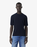 MEN'S FLUID RIBBED SHORT SLEEVED SWEATER (Navy Blue • MXQ)