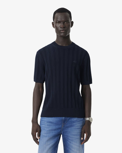 MEN'S FLUID RIBBED SHORT SLEEVED SWEATER (Navy Blue • MXQ)