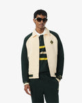 MEN'S FRENCH MADE VARSITY BADGE JACKET (Beige / Vert • ZDL)