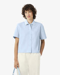 เสื้อเชิ้ตผู้หญิง PETIT PIQUÉ EFFECT OVERSIZED SHIRT (Bleu Clair • T01)