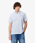 เสื้อเชิ้ตผู้ชาย REGULAR FIT LIGHTWEIGHT POPLIN PLAID SHIRT (White / Light Blue • 9AR)