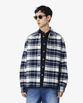 MEN'S COTTON PLAID TWILL OVERSHIRT (Bleu Marine / Blanc • M5C)