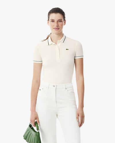 เสื้อโปโลผู้หญิง L.12.D SLIM FIT TRIM DETAIL POLO SHIRT (Blanc / Bleu Clair / Vert • VPP)