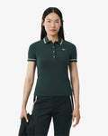 เสื้อโปโลผู้หญิง L.12.D SLIM FIT TRIM DETAIL POLO SHIRT (Vert / Blanc / Rose • WKZ)