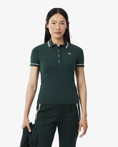 เสื้อโปโลผู้หญิง L.12.D SLIM FIT TRIM DETAIL POLO SHIRT (Vert / Blanc / Rose • WKZ)