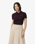 WOMEN'S SLIM FIT L.12.D RIBBED COTTON POLO SHIRT (Brown • 3KE)