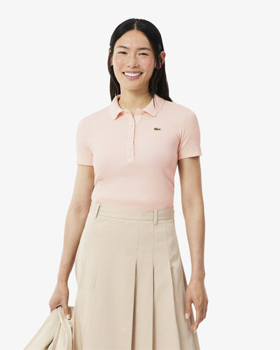 WOMEN'S SLIM FIT L.12.D RIBBED COTTON POLO SHIRT (Rose • N6I)