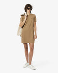 WOMEN'S FLUID SCALLOPED PIQUÉ DRESS (Brown • SIX)