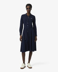 ชุดเดรสผู้หญิง POLO COLLAR BELTED PETIT PIQUÉ DRESS (Navy Blue • 166)