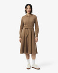 ชุดเดรสผู้หญิง POLO COLLAR BELTED PETIT PIQUÉ DRESS (Brown • SIX)