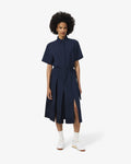 ชุดเดรสผู้หญิง LONG PLEATED FLUID JACQUARD DRESS (Navy Blue • MXQ)