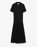 ชุดเดรสผู้หญิง CASHMERE BLEND POLO COLLAR PLEATED DRESS (Noir • 031)