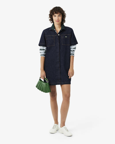 WOMEN'S SHORT SLEEVED DENIM DRESS (Blue • RNE)