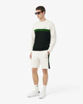 MEN'S REGULAR FIT COLOUR-BLOCK COTTON SHORTS (White / Green • 0LP)