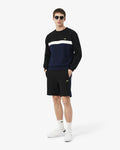 กางเกงขาสั้นผู้ชาย REGULAR FIT COLOUR-BLOCK COTTON SHORTS (Noir / Bleu Marine • DY4)