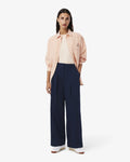 กางเกงขายาวผู้หญิง FLARED LEG STRETCH GABARDINE PANTS (Navy Blue • 166)