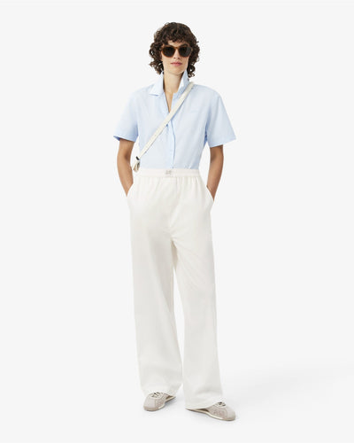 กางเกงขายาวผู้หญิง WIDE FIT COTTON PETIT PIQUÉ PANTS (White • 70V)