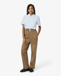 กางเกงขายาวผู้หญิง WIDE FIT COTTON PETIT PIQUÉ PANTS (Brown • SIX)