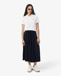 WOMEN'S LONG PLEATED ELASTICATED WAIST SKIRT (Navy Blue • 166)