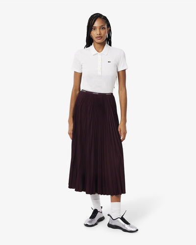 WOMEN'S LONG PLEATED ELASTICATED WAIST SKIRT (Brown • 3KE)