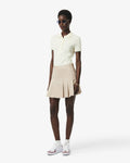 กระโปรงผู้หญิง SHORT STRETCH COTTON PLEATED SKIRT (Beige • X6F)