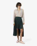 กระโปรงผู้หญิง LONG ASYMMETRIC PLEATED JERSEY SKIRT (Green • YZP)