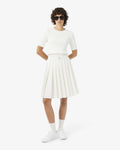 WOMEN'S PLEATED PETIT PIQUÉ EFFECT MIDI SKIRT (White • 70V)