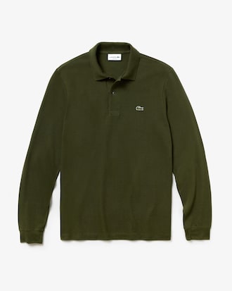Classic Fit Long Sleeved L.12.12 Polo Shirt (Khaki Green • 3M9)