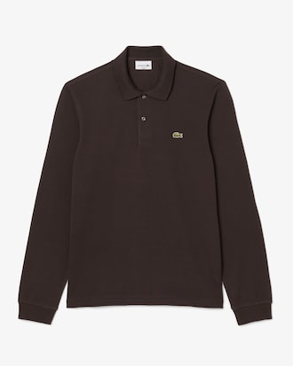 Classic Fit Long Sleeved L.12.12 Polo Shirt (Dark brown • SKB)