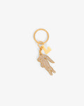 WOMEN'S DIAMANTÉ CROCODILE L CHARMS KEY RING (Gold Rhinestone • U02 )