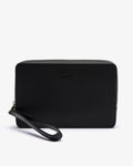 MEN'S CHANTACO PIQUÉ LEATHER ZIPPED POUCH (Black • 000 )