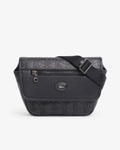 MEN'S MINI MONOGRAM LEATHER MESSENGER BAG (Black • 000 )